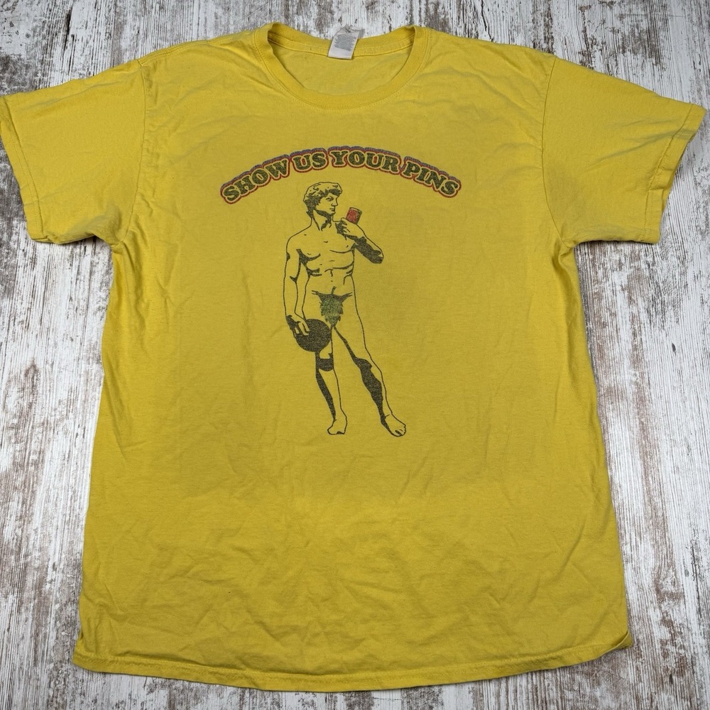 Funny Vintage Graphic Tee Shirt‎ "Show Me Your Pins" Men's Sz L